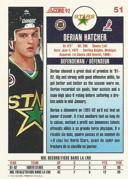1992-93 Score Canadian #51 Derian Hatcher Back
