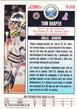 1992-93 Score Canadian #530 Tom Draper Back