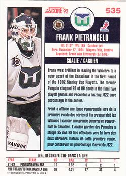 1992-93 Score Canadian #535 Frank Pietrangelo Back