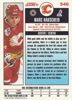 1992-93 Score Canadian #546 Marc Habscheid Back