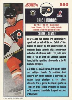 1992-93 Score Canadian #550 Eric Lindros Back