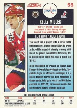 1992-93 Score Canadian #55 Kelly Miller Back