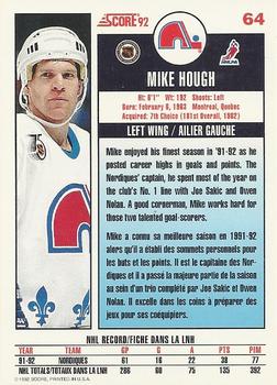 1992-93 Score Canadian #64 Mike Hough Back