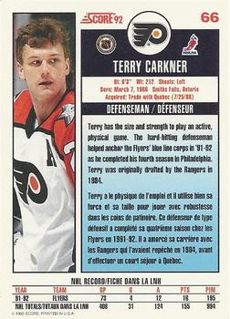 1992-93 Score Canadian #66 Terry Carkner Back