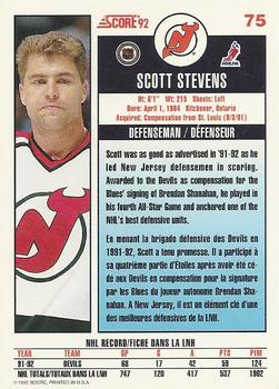 1992-93 Score Canadian #75 Scott Stevens Back