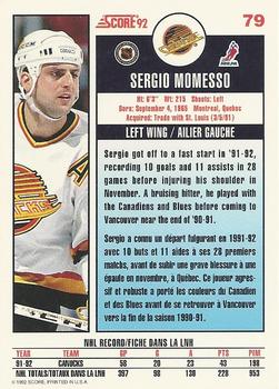 1992-93 Score Canadian #79 Sergio Momesso Back