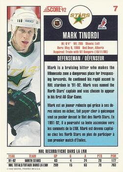 1992-93 Score Canadian #7 Mark Tinordi Back
