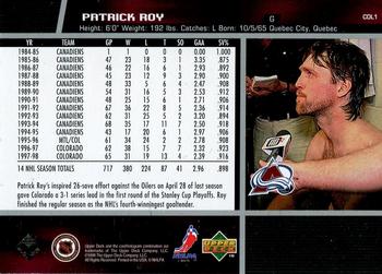 1998-99 PowerPlay Magazine Promos #COL1 Patrick Roy Back