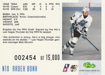 1993 Classic '93 Hockey Draft - Crash Numbered #N10 Radek Bonk Back