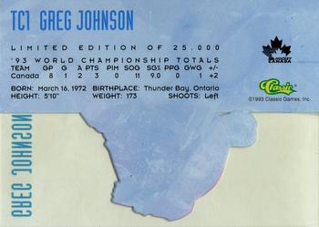 1993 Classic '93 Hockey Draft - Team Canada #TC1 Greg Johnson Back