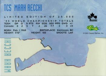 1993 Classic '93 Hockey Draft - Team Canada #TC5 Mark Recchi Back