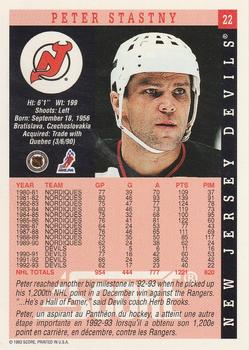 1993-94 Score Canadian #22 Peter Stastny Back