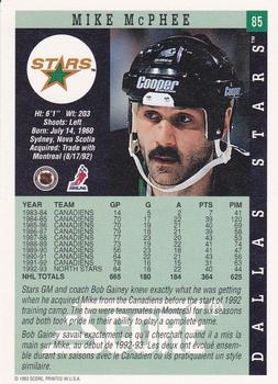 1993-94 Score Canadian #85 Mike McPhee Back