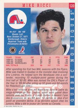 1993-94 Score Canadian #120 Mike Ricci Back
