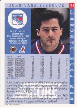 1993-94 Score Canadian #162 John Vanbiesbrouck Back