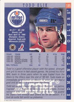 1993-94 Score Canadian #185 Todd Elik Back