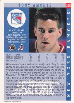 1993-94 Score Canadian #215 Tony Amonte Back