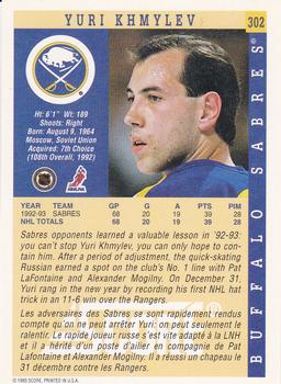 1993-94 Score Canadian #302 Yuri Khmylev Back