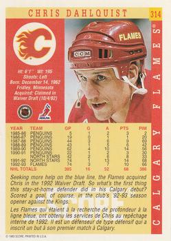 1993-94 Score Canadian #314 Chris Dahlquist Back