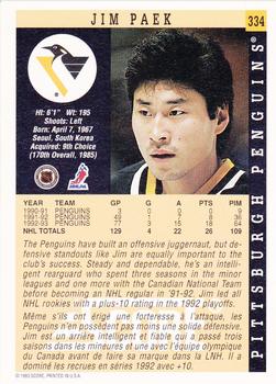 1993-94 Score Canadian #334 Jim Paek Back