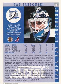 1993-94 Score Canadian #349 Pat Jablonski Back