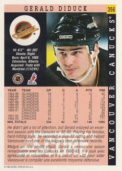 1993-94 Score Canadian #356 Gerald Diduck Back