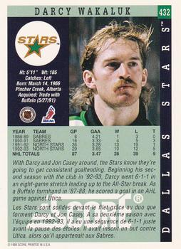 1993-94 Score Canadian #432 Darcy Wakaluk Back
