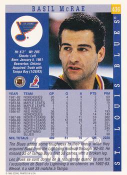 1993-94 Score Canadian #436 Basil McRae Back