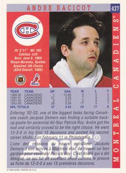 1993-94 Score Canadian #437 Andre Racicot Back