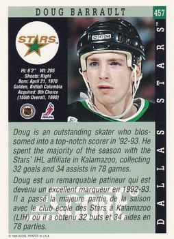 1993-94 Score Canadian #457 Doug Barrault Back