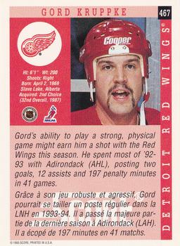 1993-94 Score Canadian #467 Gord Kruppke Back