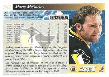1993-94 Score Canadian #542 Marty McSorley Back