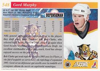 1993-94 Score Canadian #548 Gord Murphy Back
