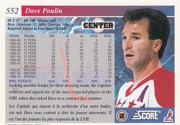 1993-94 Score Canadian #552 Dave Poulin Back