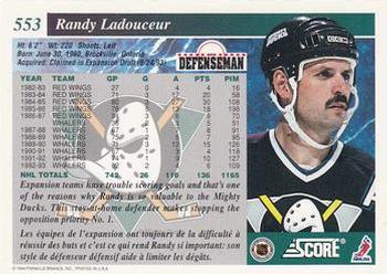 1993-94 Score Canadian #553 Randy Ladouceur Back