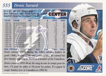 1993-94 Score Canadian #555 Denis Savard Back