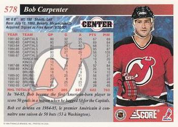 1993-94 Score Canadian #578 Bob Carpenter Back