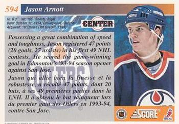 1993-94 Score Canadian #594 Jason Arnott Back
