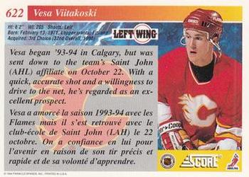 1993-94 Score Canadian #622 Vesa Viitakoski Back