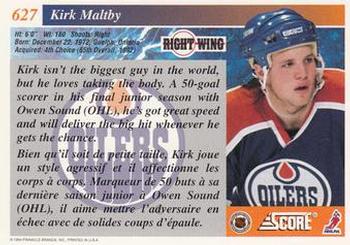 1993-94 Score Canadian #627 Kirk Maltby Back