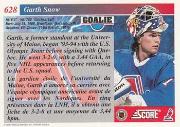 1993-94 Score Canadian #628 Garth Snow Back