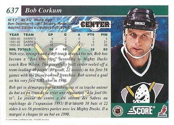 1993-94 Score Canadian #637 Bob Corkum Back