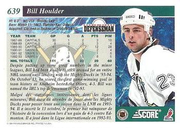 1993-94 Score Canadian #639 Bill Houlder Back