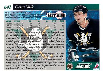 1993-94 Score Canadian #641 Garry Valk Back