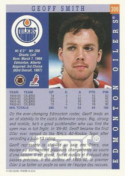 1993-94 Score Canadian #306 Geoff Smith Back