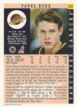 1993-94 Score Canadian #333 Pavel Bure Back