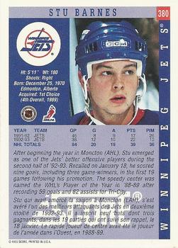 1993-94 Score Canadian #380 Stu Barnes Back