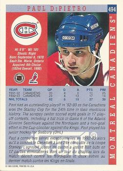 1993-94 Score Canadian #494 Paul DiPietro Back