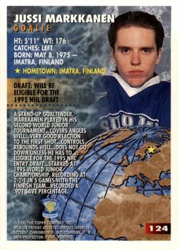 1994-95 Finest - Refractors #124 Jussi Markkanen Back