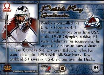 1997-98 Pacific Omega #64 Patrick Roy Back
